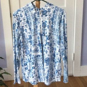 Blue and White Patterned Long Sleeve Top from Tribal Sport